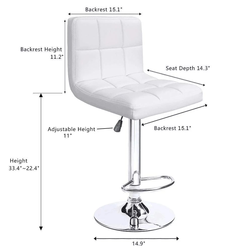 White Swivel Adjustable Height Bar Stool Set of 2 Z960