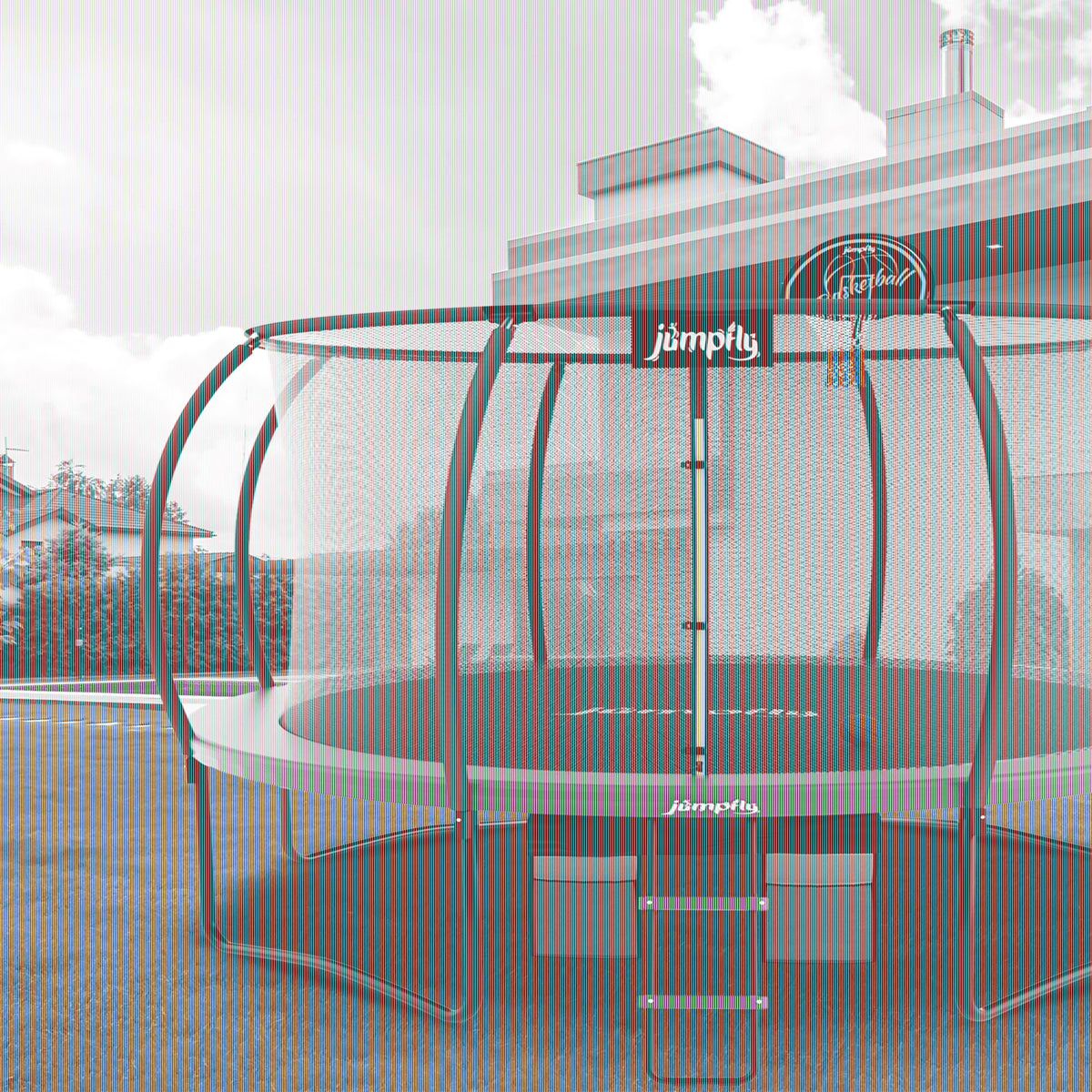 10FT Trampoline with Basketball Hoop, Enclosure And Ladder B5058
