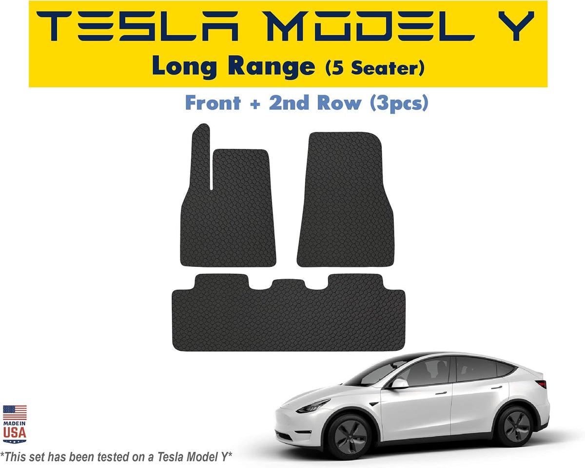 Black Rubber Heavy Duty Cargo Floor Mat for Tesla Model Y 5 Seater L333983