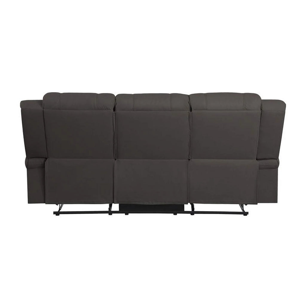 Chocolate Wood & Fabric Double Reclining Sofa A640755