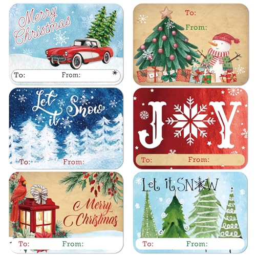 80 Count Large Foil Christmas Gift Tag Stickers K4353