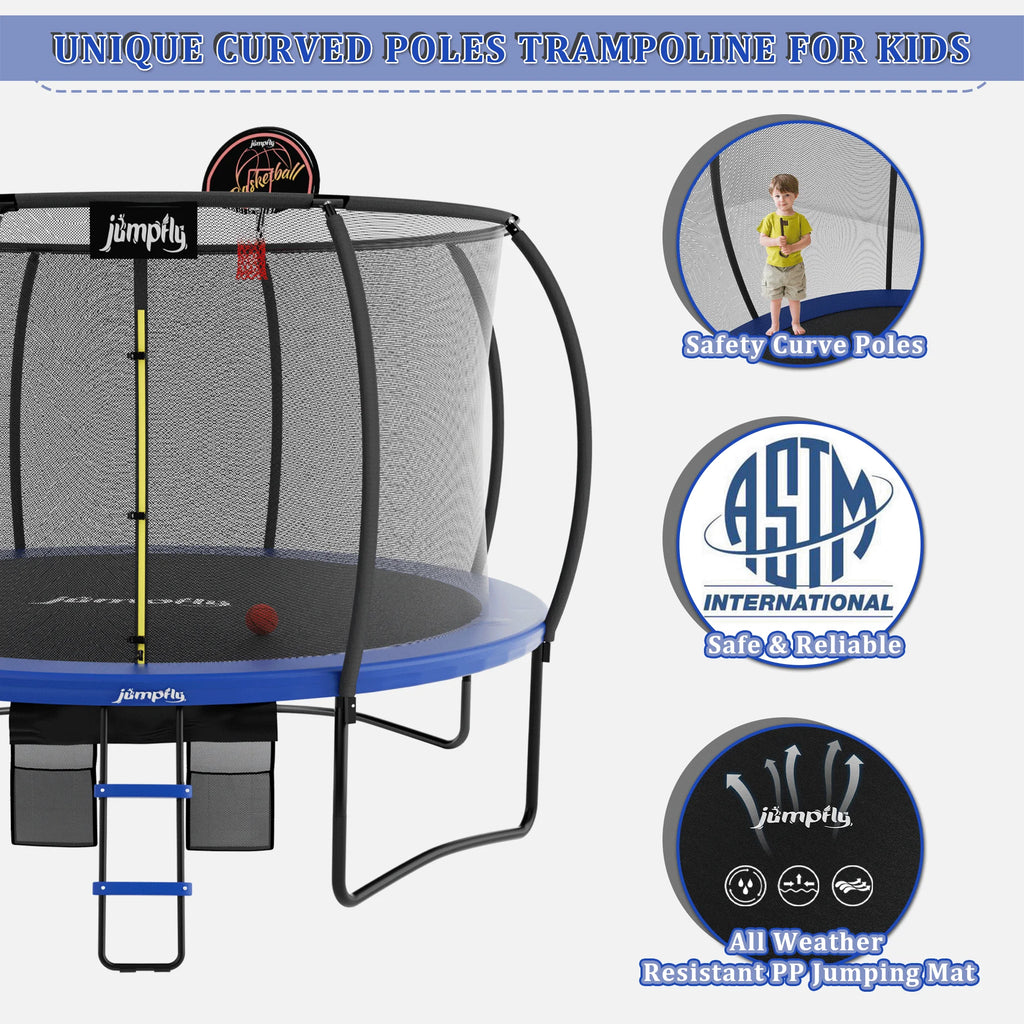 10FT Trampoline with Basketball Hoop, Enclosure And Ladder B5058