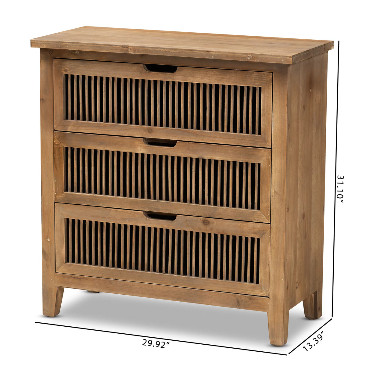Medium Oak 3-Drawer Wood Chest C342090