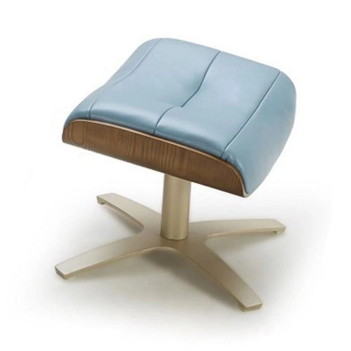 Blue Italian Leather Lounge Chair with Ottoman 2 Pcs H5909