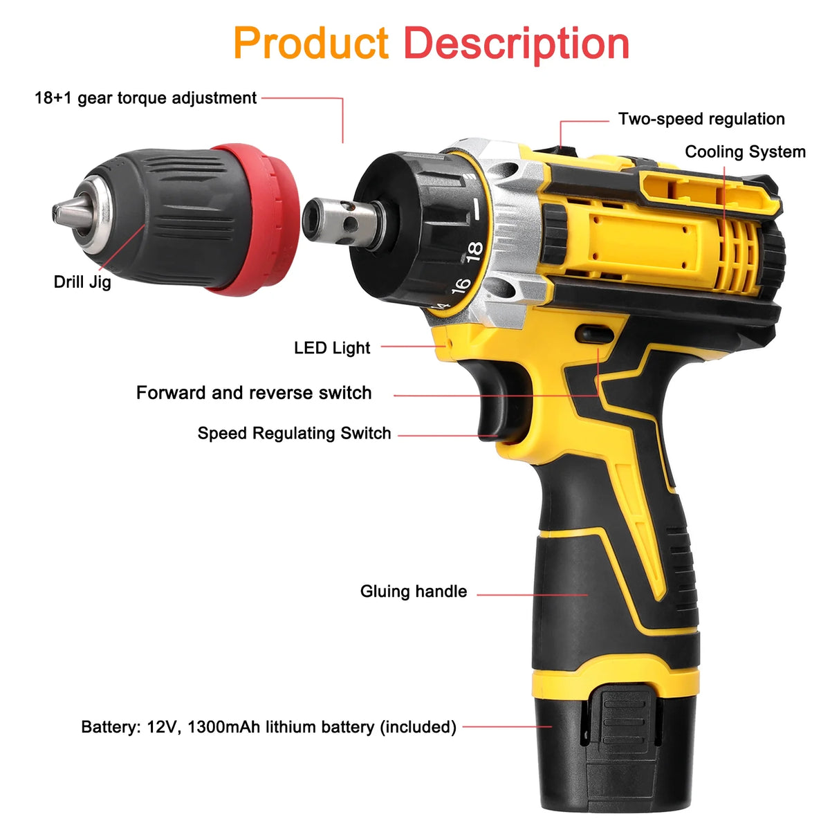Electric Screwdriver 12 V Brushed Motor H2897