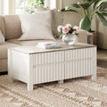 White Coffee Table with Hidden Storage and Sliding Drawers E531453