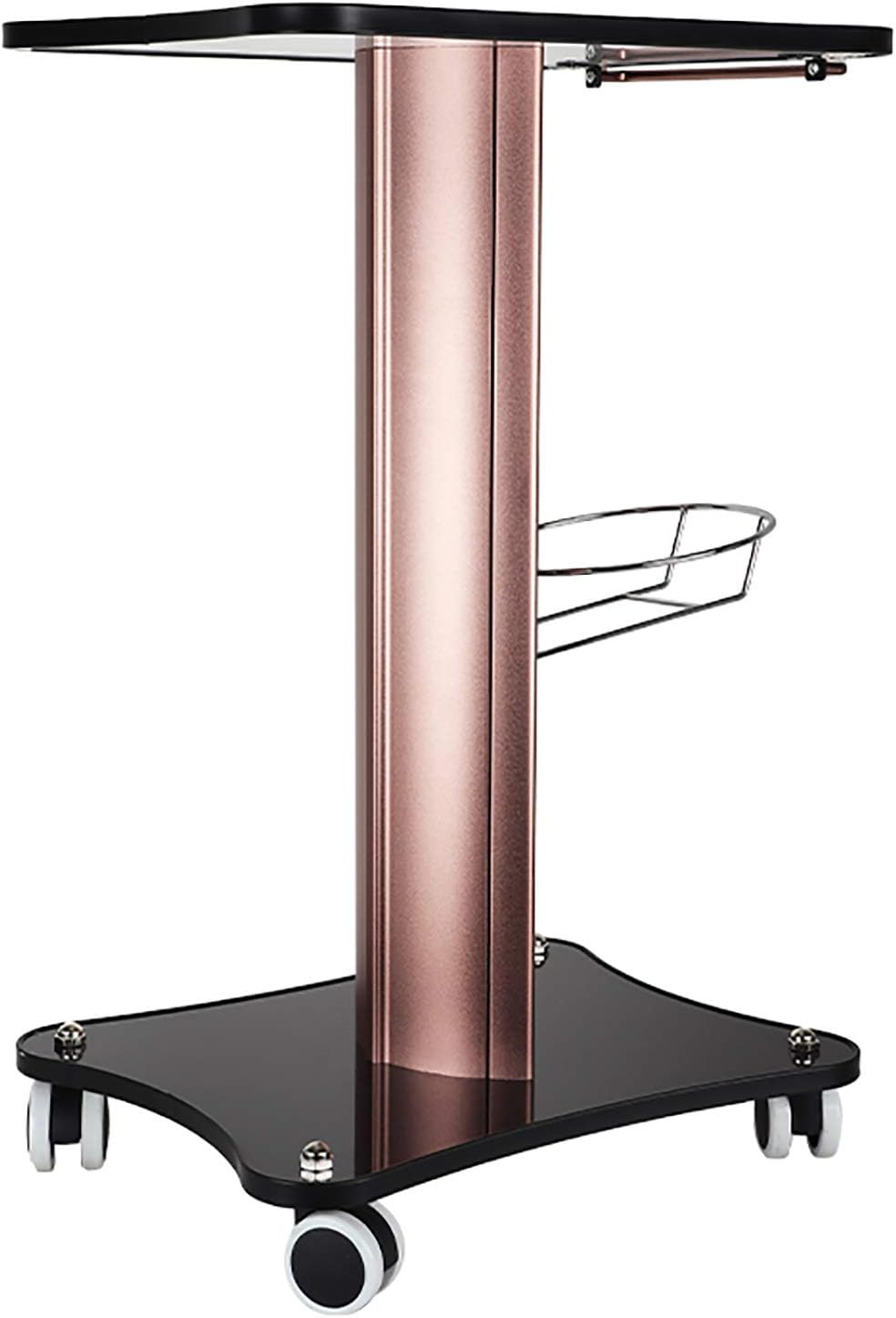 Black Aluminum Alloy Rolling Salon Cart with Stainless Steel Mesh Disk N8718