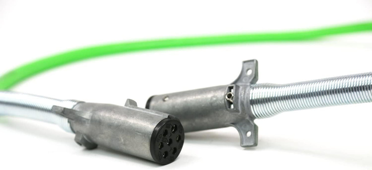 7-Way ABS Coiled Cable 15 Ft Green 48" x 12" Leads Trailer Electrical Power Cord Pack of 2 A99835