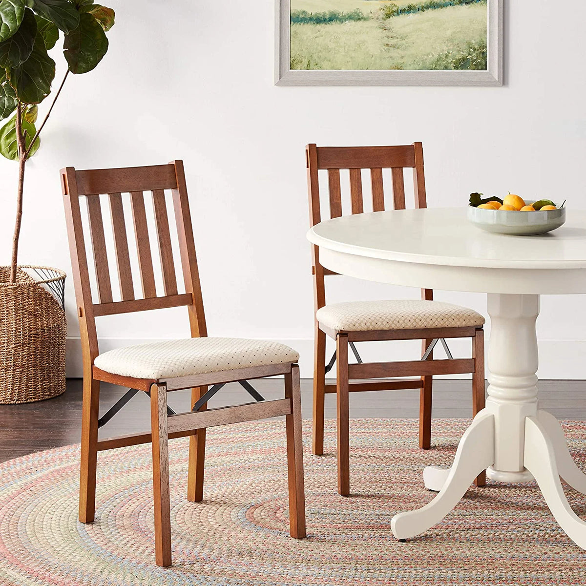 Fruitwood Finish Folding Chair Set of 2 P7721