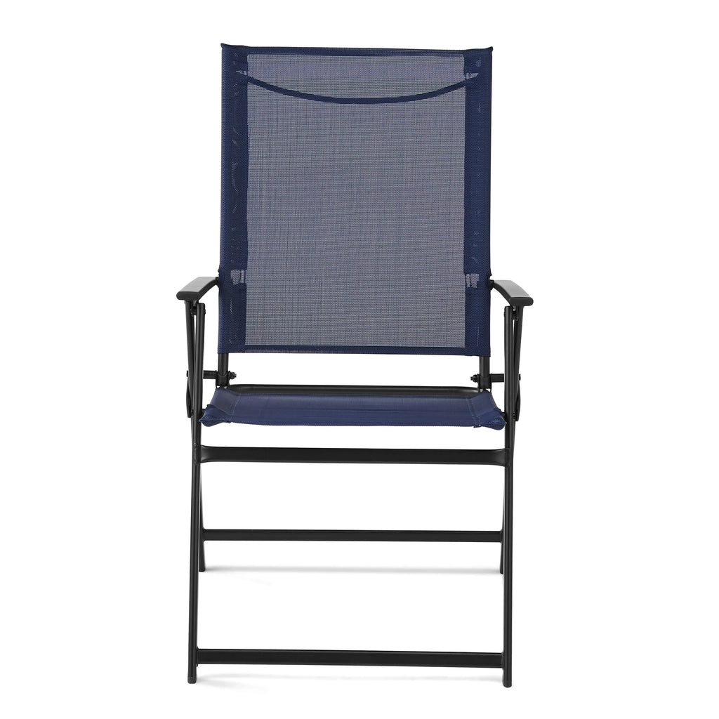 Steel and Sling Folding Outdoor Patio Armchair Set of 2, Teal X3004