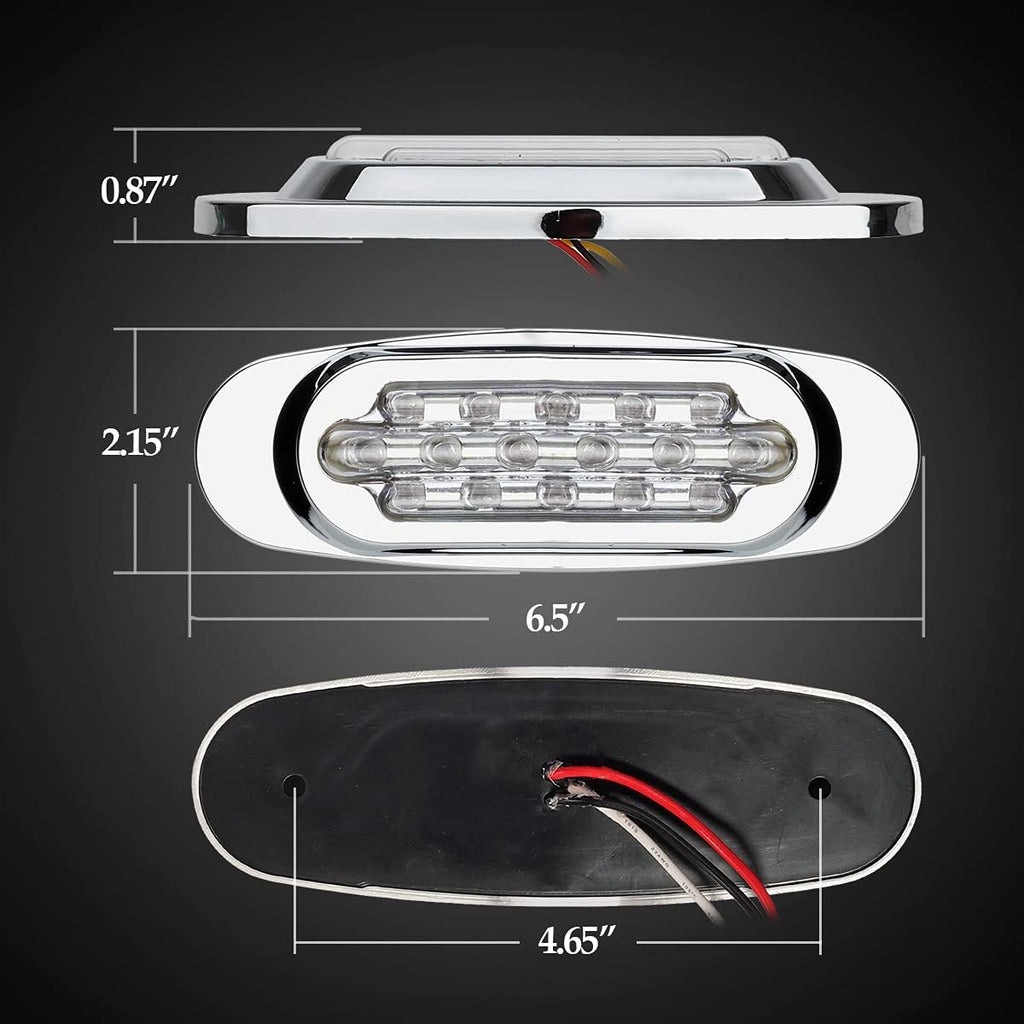 14Pcs 6-1/2 Clear/Amber 16-LED Trailer Side Marker and Turn Signal Lights Chrome Flush Mount Sealed Replacement Pack of 2 T264836