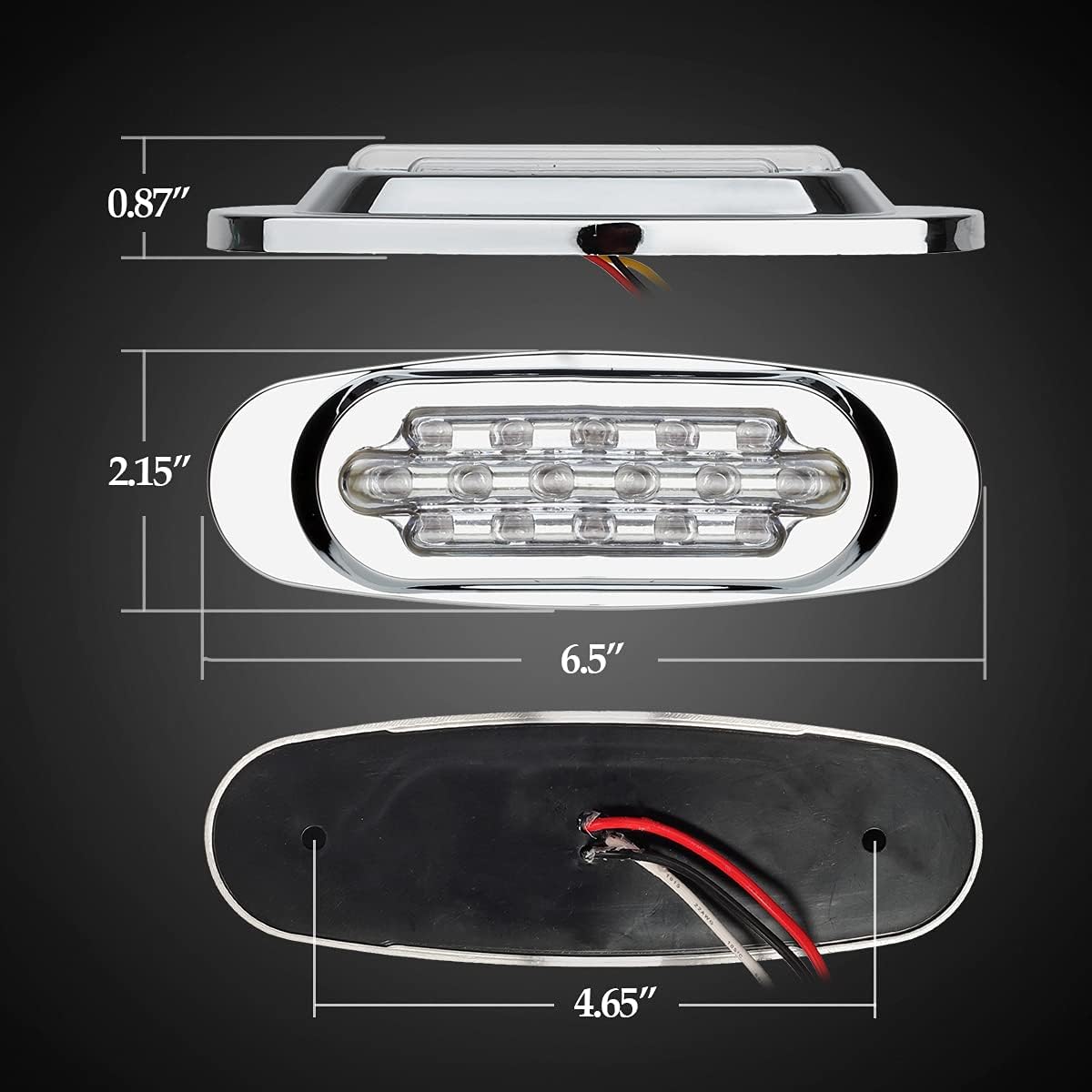 14Pcs 6-1/2 Clear/Amber 16-LED Trailer Side Marker and Turn Signal Lights Chrome Flush Mount Sealed Replacement Pack of 2 T264836