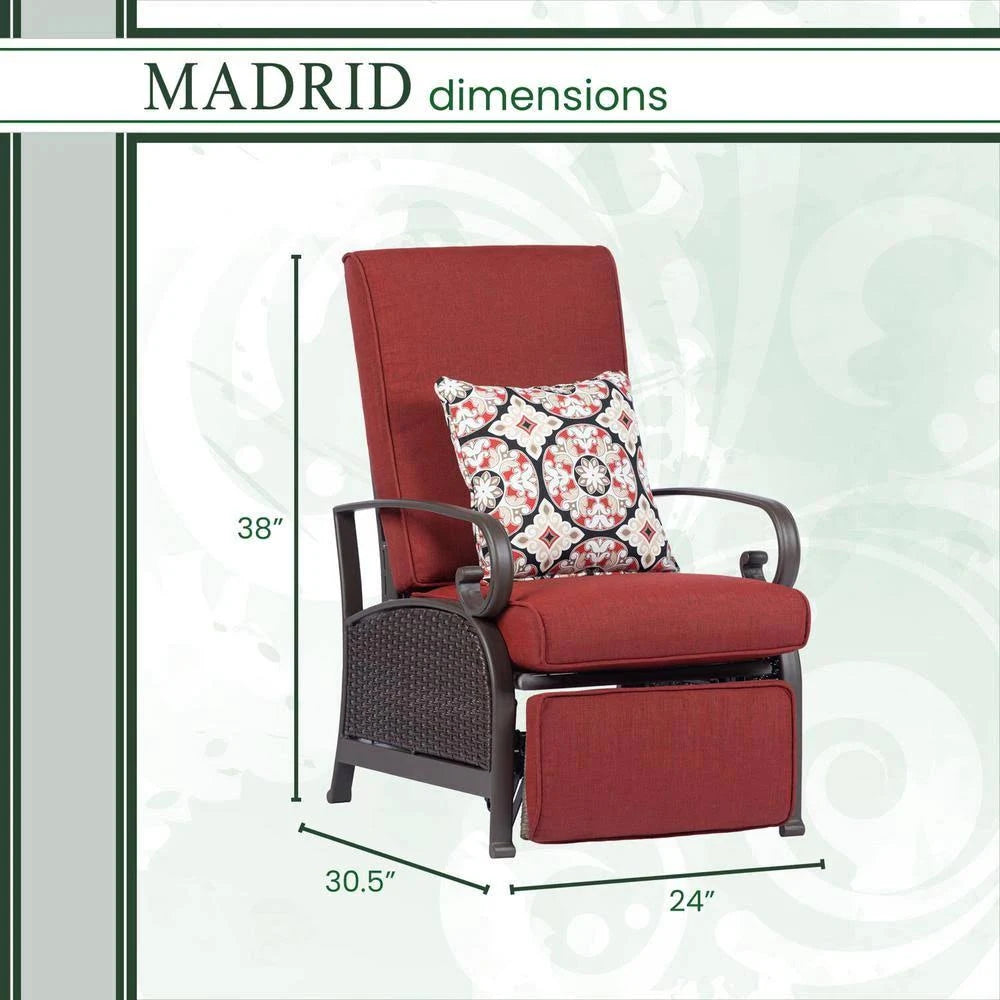 Brown/Red Wicker Adjustable Recliner O3082
