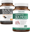 Black Seed Oil & Irish Sea Moss 360 Capsules with Bioperine and Bladderwrack E13924