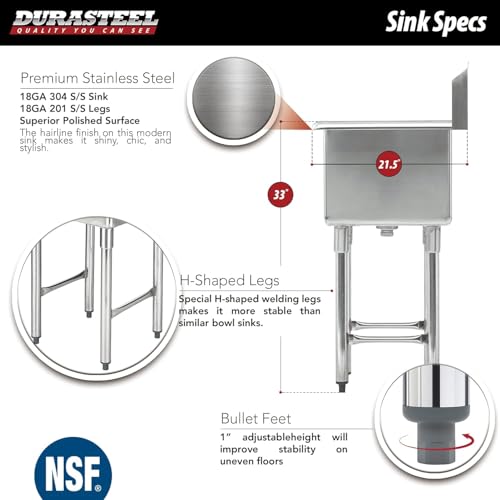 24 Inch Stainless Steel Utility Sink with Faucet Z275226