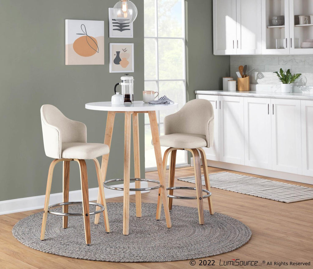 Fabric Counter Stools, Cream/Zebra, Set Of 2 O54461