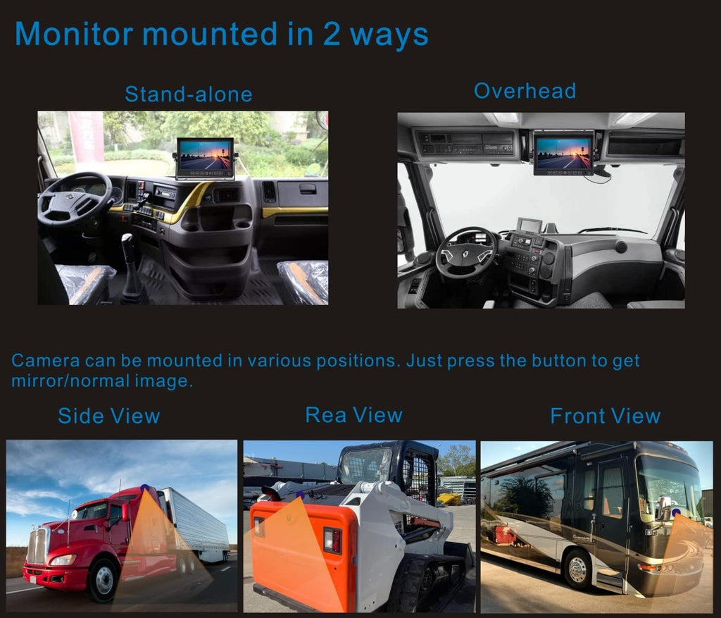 Wired 7 LCD Monitor Backup Camera System with Night Vision IP69K Waterproof Camera N4115
