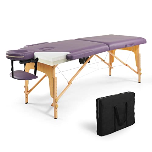 84 Inch Purple Height Adjustable Memory Foam Massage Table Q890642