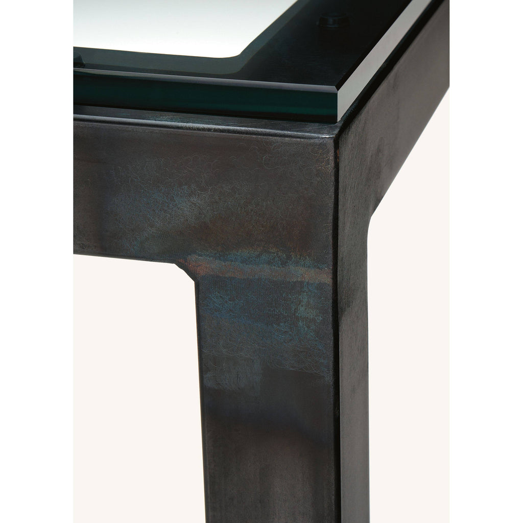 Satin Etched Tempered Glass Bar Table with White Base G72786
