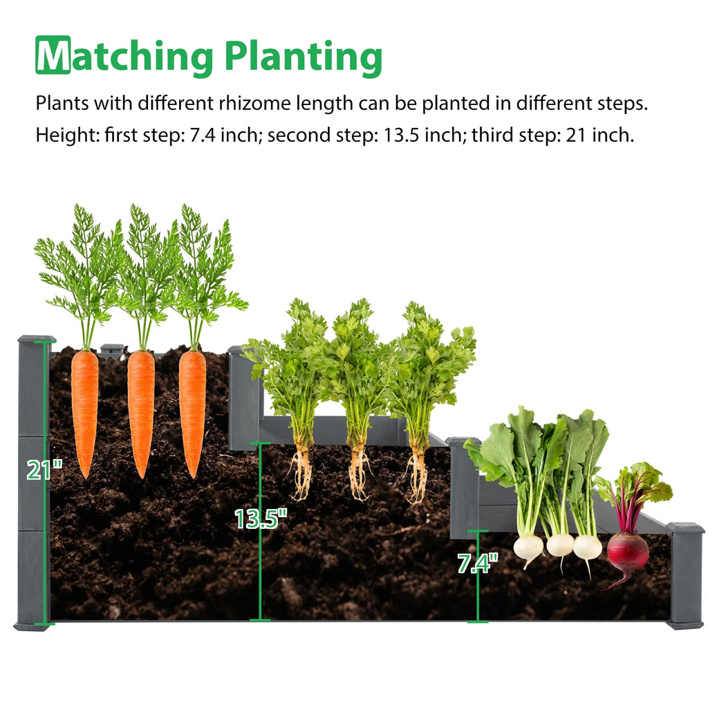 3-Tier Raised Fir Wood Garden Bed Planter T9503