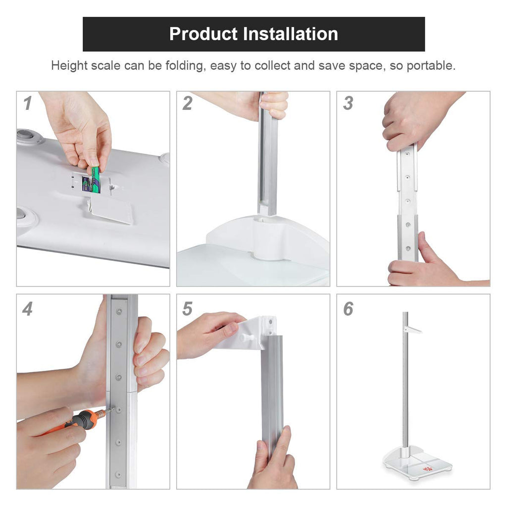 Digital Scale 2-in-1 200cm & 200lb Height Measurement Scale with Height Rod A375684