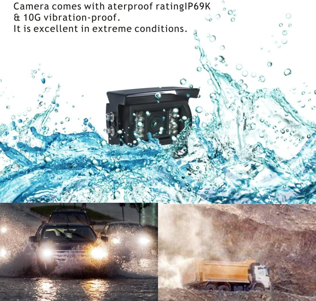 Wired 7 LCD Monitor Backup Camera System with Night Vision IP69K Waterproof Camera N4115