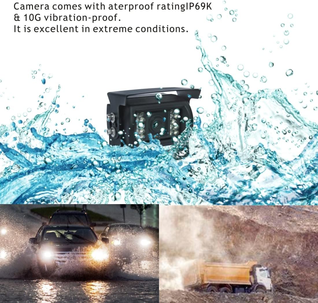 Wired 7 LCD Monitor Backup Camera System with Night Vision IP69K Waterproof Camera N4115