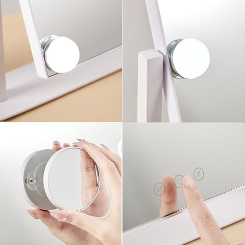 White Hollywood Vanity Mirror with 12 Dimmable Bulbs N969043