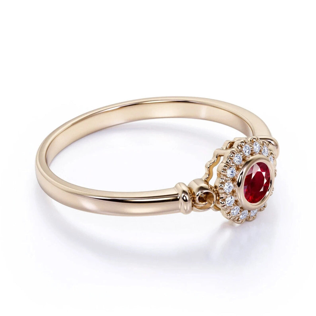 14k Gold Red Ruby Ring U4645