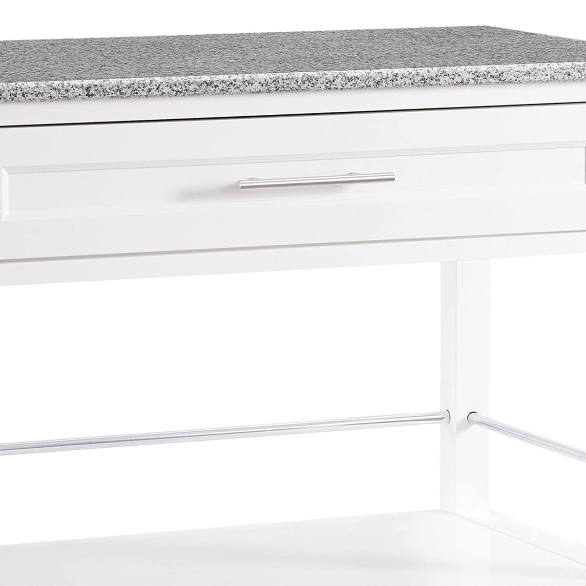 White Wooden Kitchen Cart with Granite Inlaid Top D568313