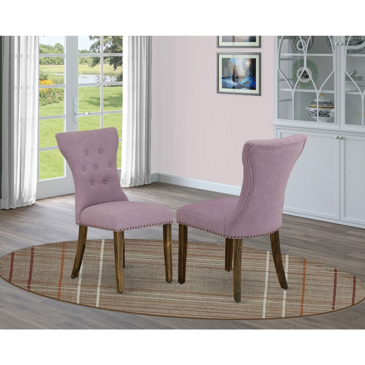 Purple Fabric Dining Chairs Set of 2 D41728