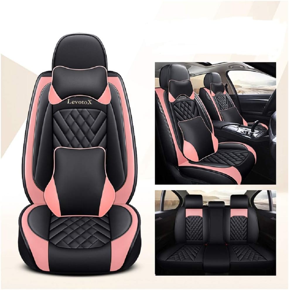 L-Black-Beige Car Seat Covers 5 Seats Full Set L572