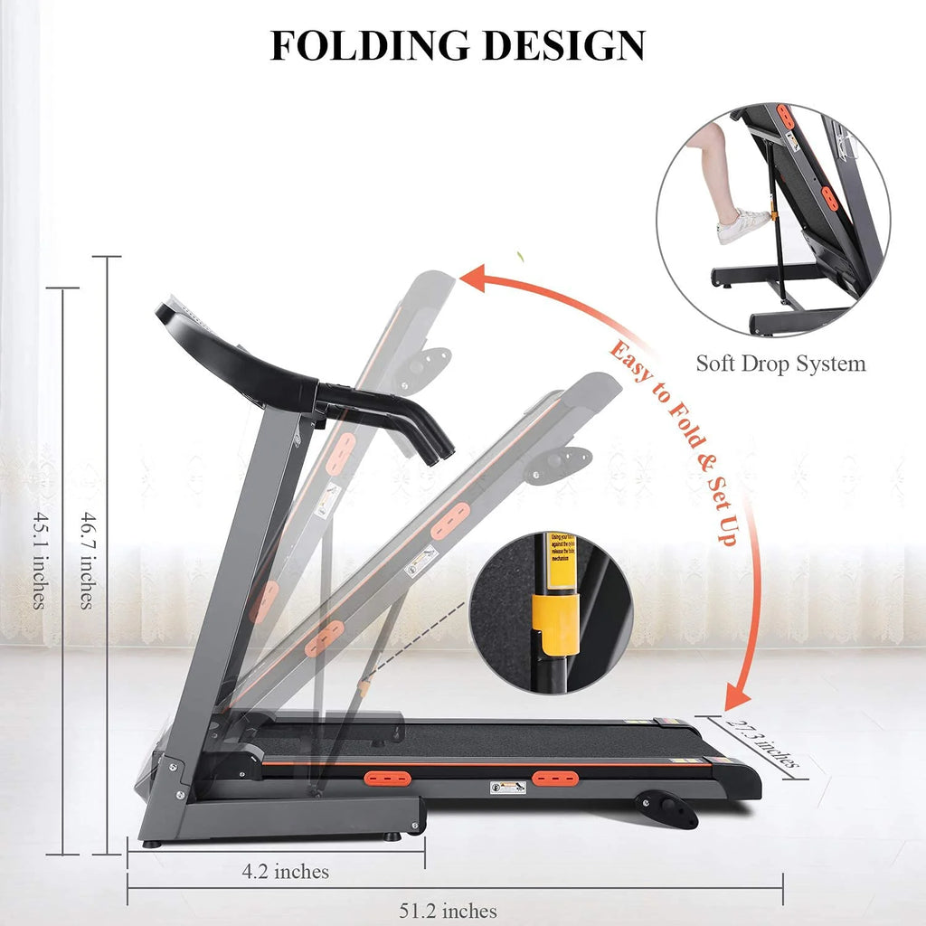 Electric Foldable Treadmill 2.5 HP 3 Levels Incline Y875533