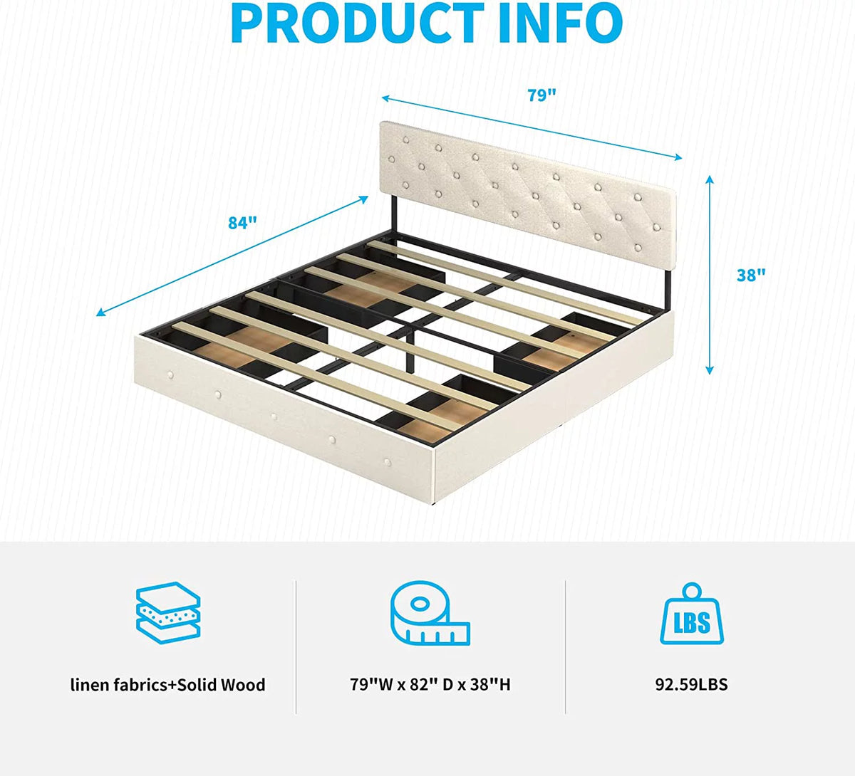 King Size Platform Bed Frame with 4 Storage Drawers G101