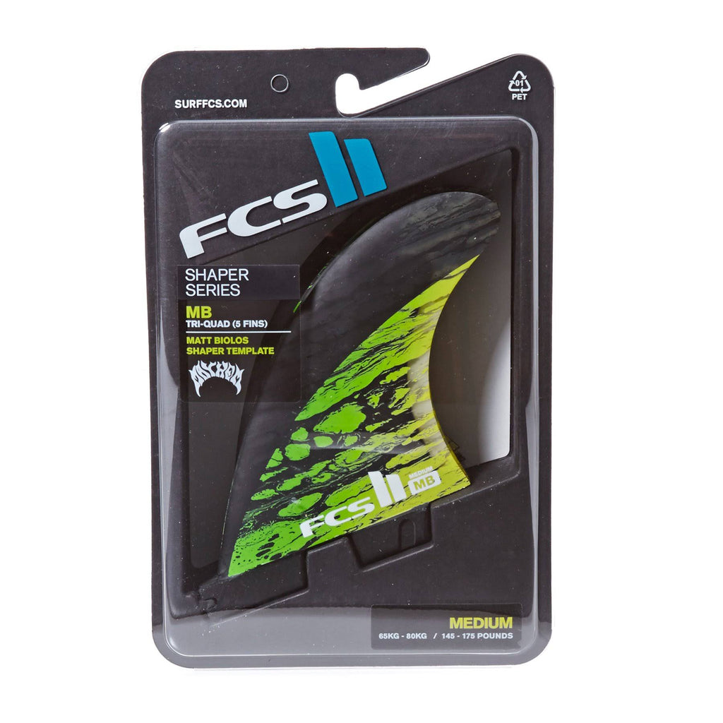Green Medium PC Carbon Tri-Quad Fin Set I9131