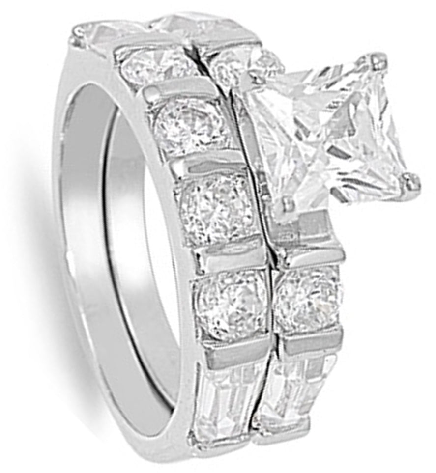 Princess Cut Cubic Zirconia Engagement Ring Set Size 8 W192448
