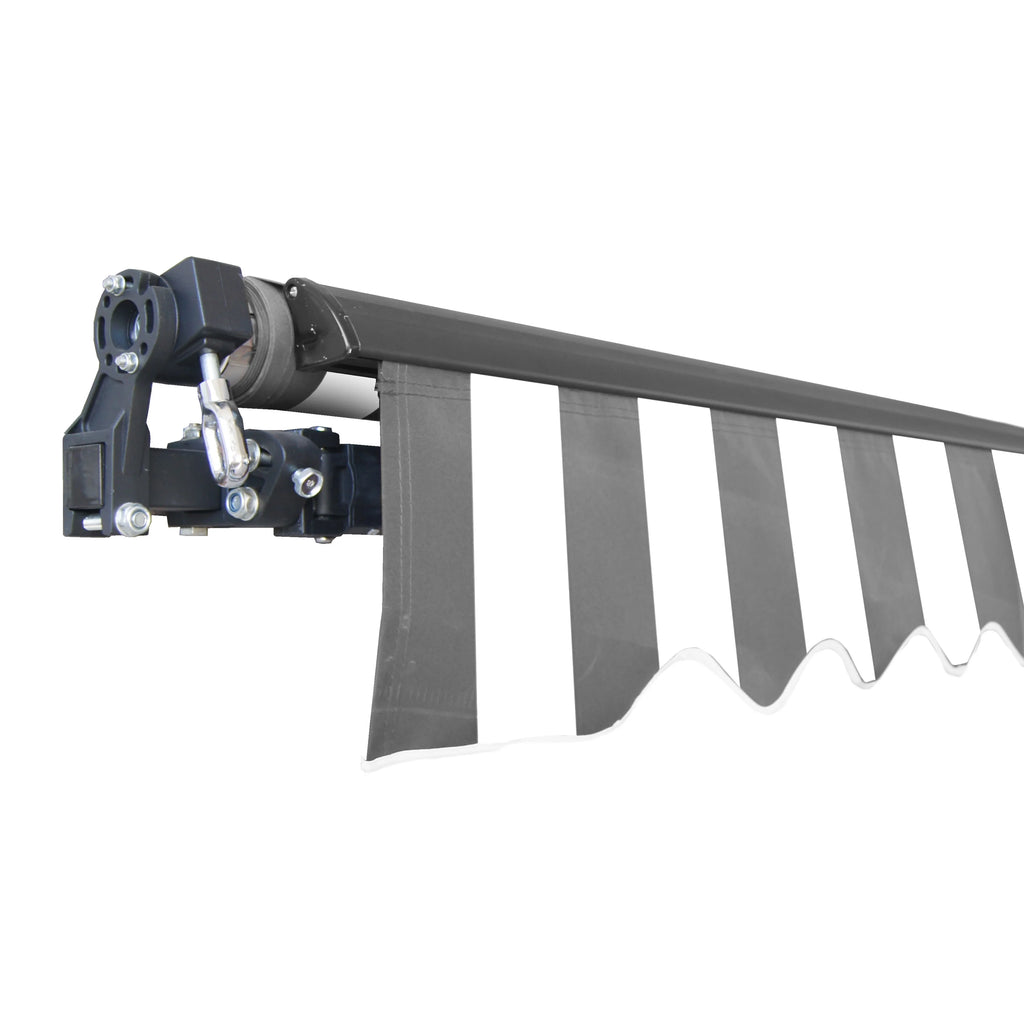 20' x 10' Retractable Motorized Black Frame Patio Awning S2537