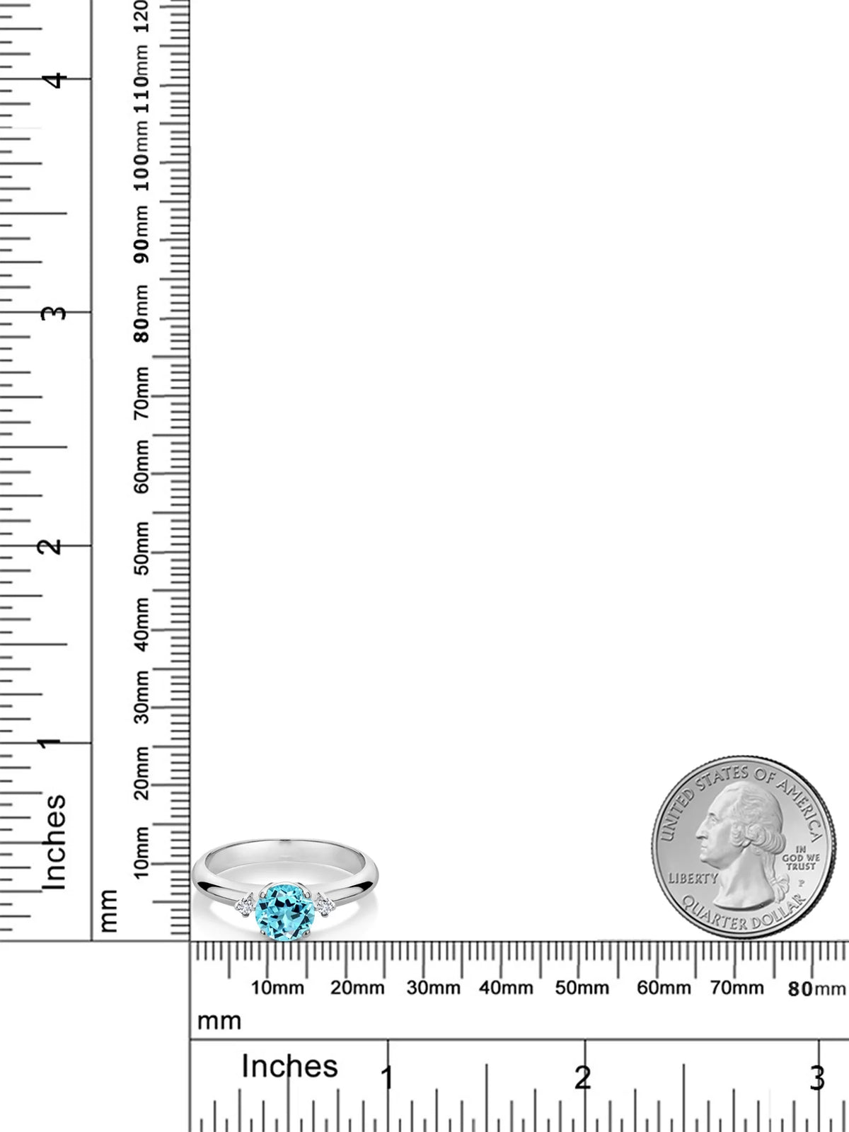 1.03 Ct Swiss Blue Topaz 925 Sterling Silver 3-Stone Engagement Ring Z2254