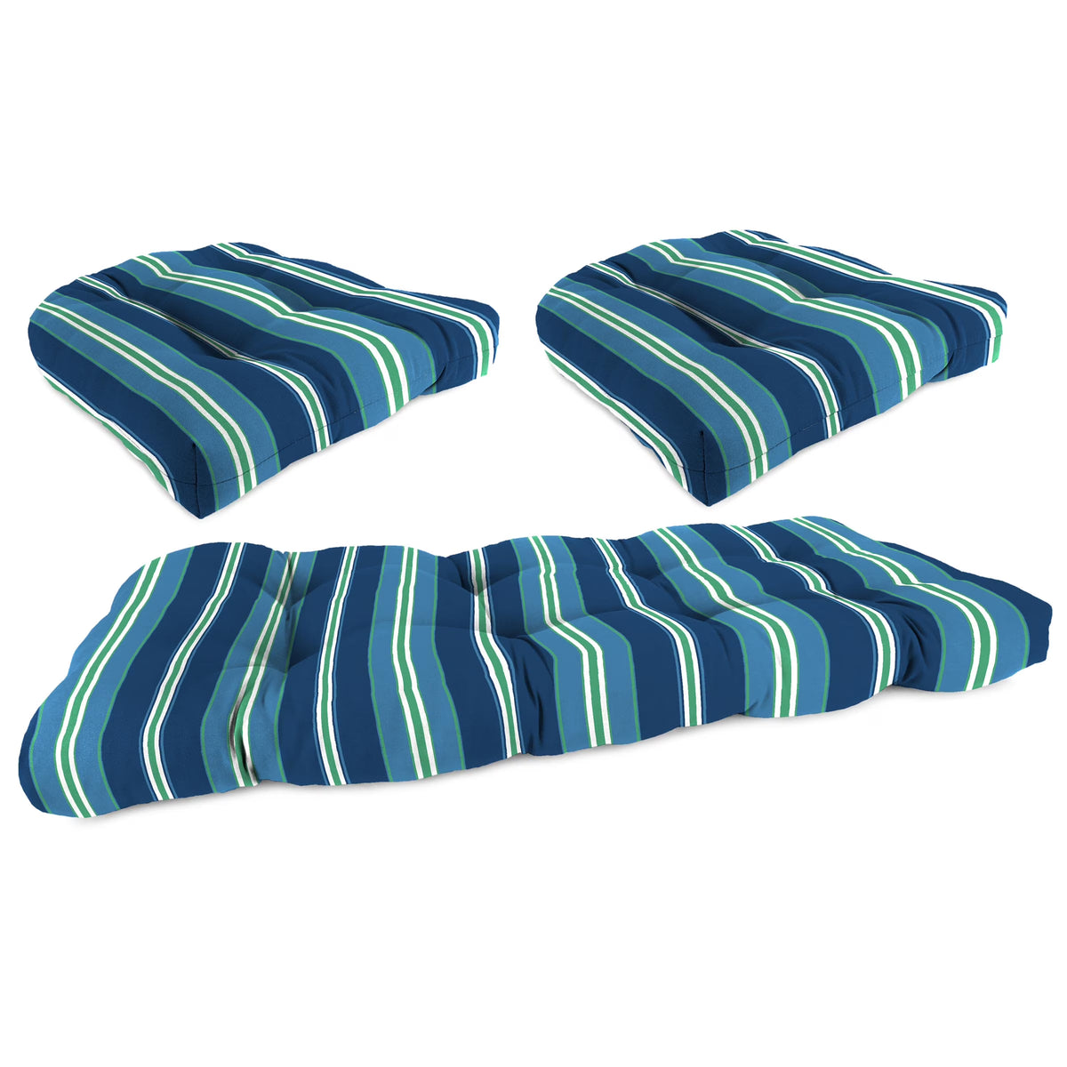 3-Piece Tufted Outdoor Cushion Set with Wicker Bench Cushion and 2 Wicker Seat Cushions N3105