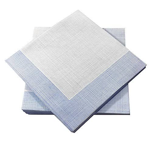 White with Blue Threads Disposable Napkins 16x16 Inches 600 Count R9878