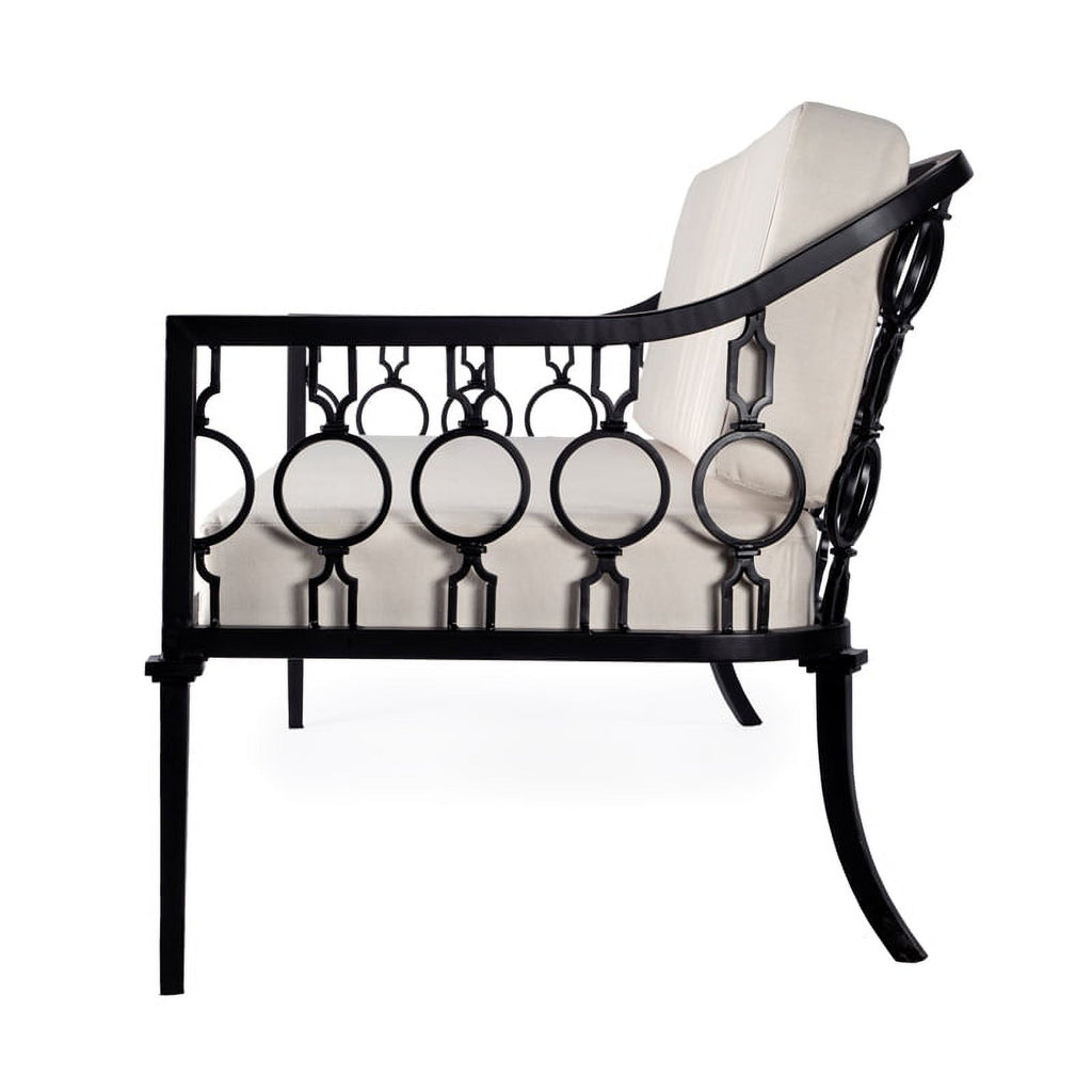Black Iron Upholstered Outdoor Sofa I7981