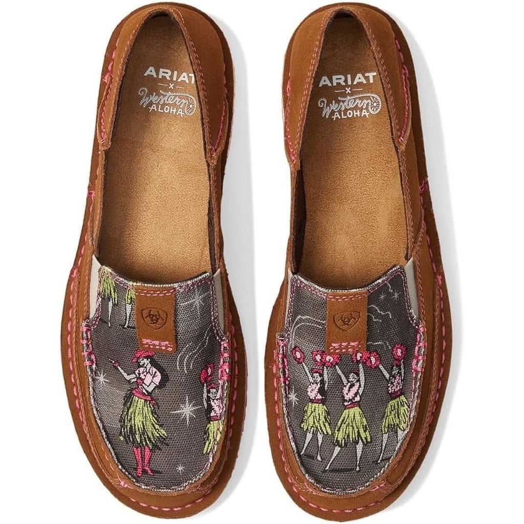 Women's Cruiser Western Aloha Boat Shoe, Nutty Bean/Hula Print, 10 10 NUTTY BEAN U996