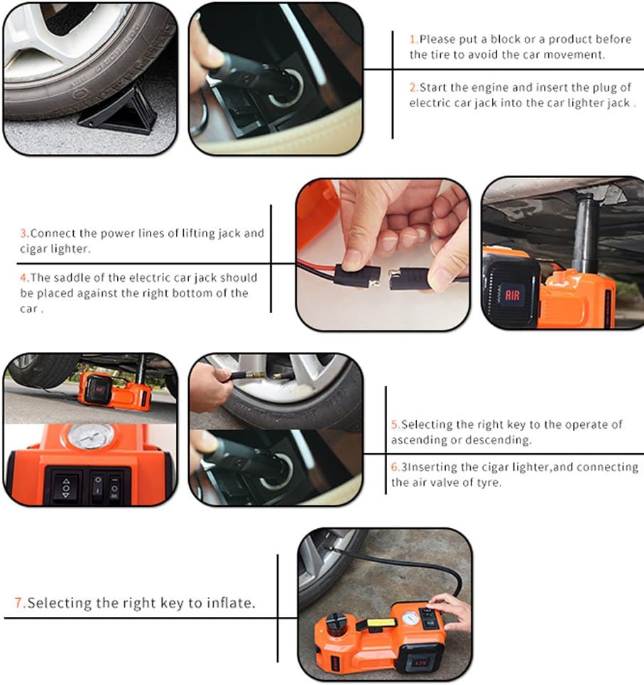 12V DC Electric Hydraulic Floor Jack 3 in 1 Set with Safe Hammer Car Repair Tool Kit R738823