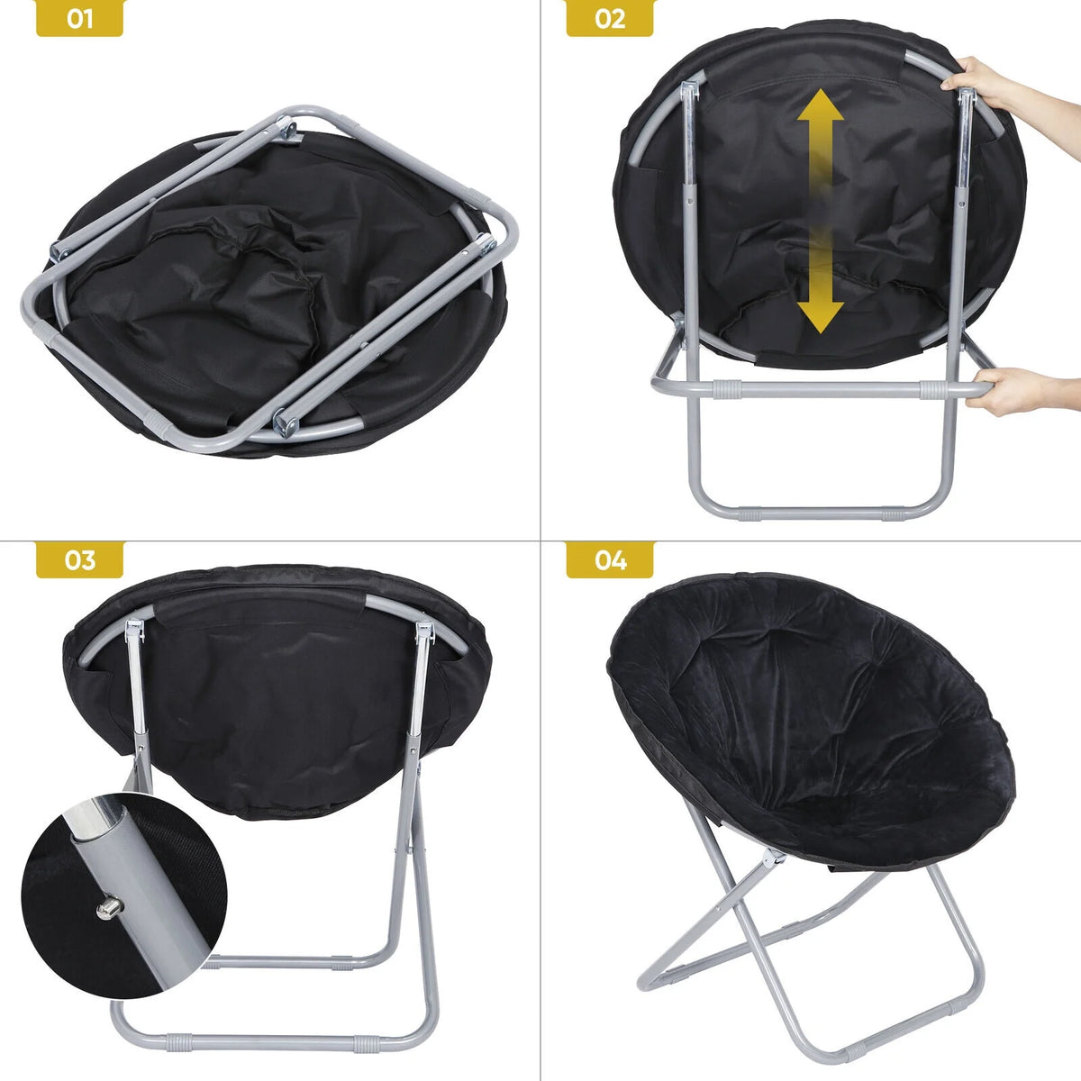 Set of 2 Black Folding Saucer Chair R833786