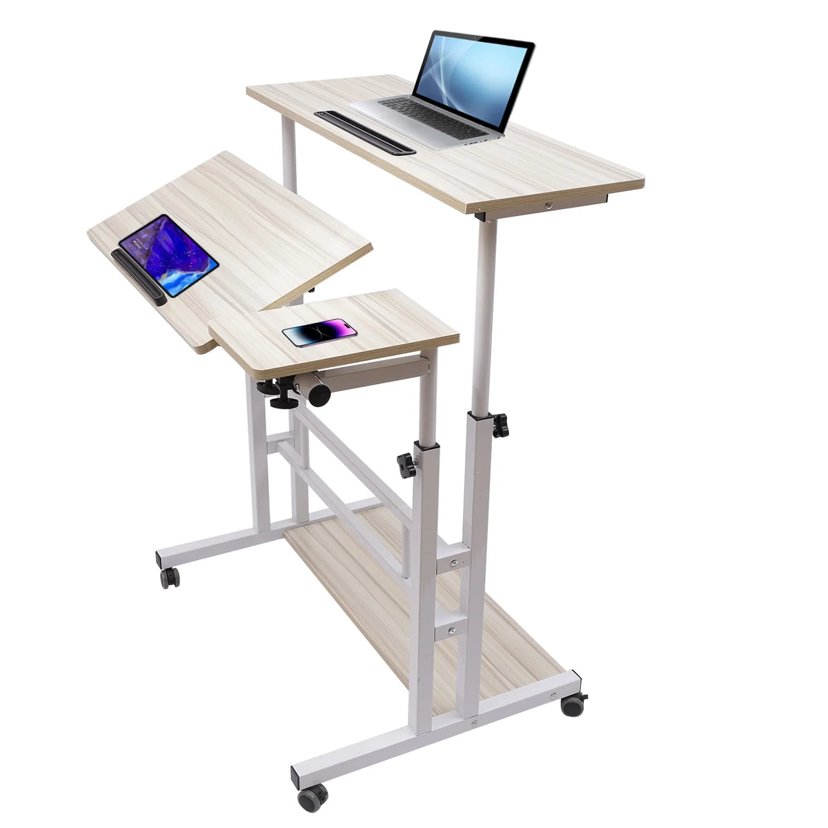 Adjustable Mobile Stand Up Desk with Footrest P125