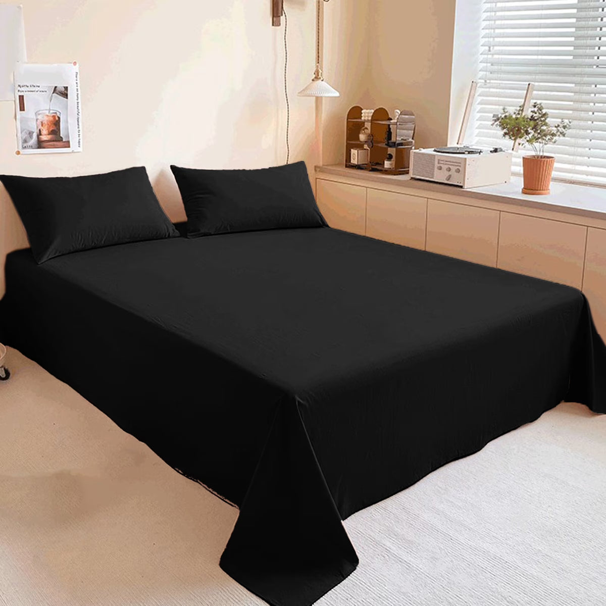 King Size Microfiber Sheets, Black Z8652