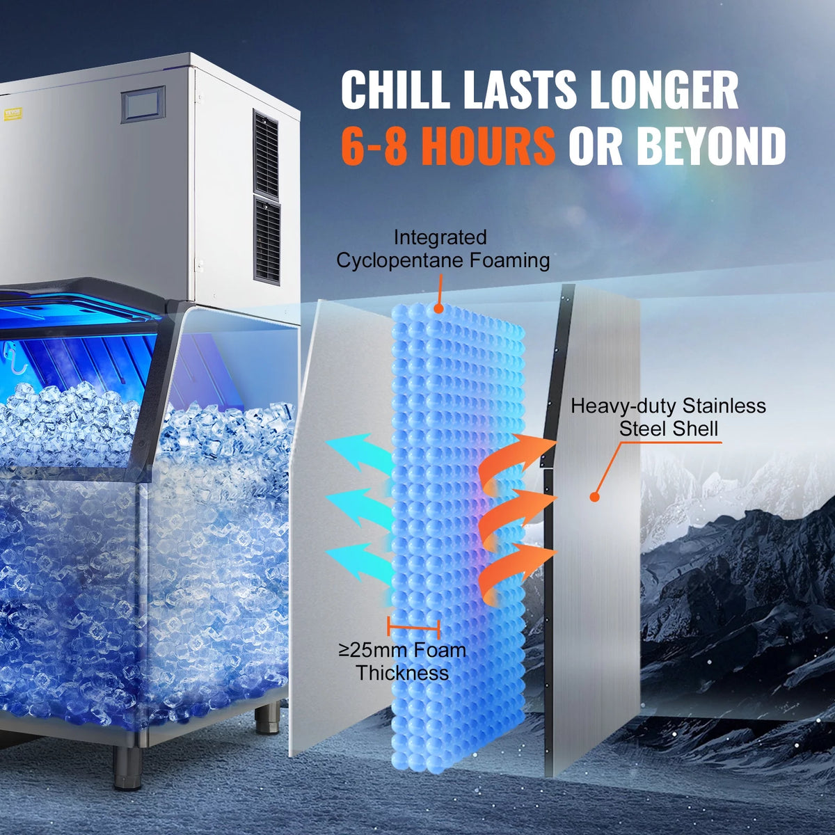 Commercial Ice Maker with 330.7LBS Storage Bin K19124