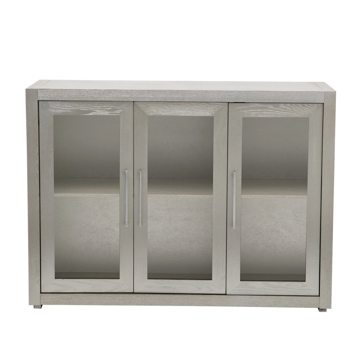 Wood Storage Cabinet with Three Tempered Glass Doors and Adjustable Shelf F628