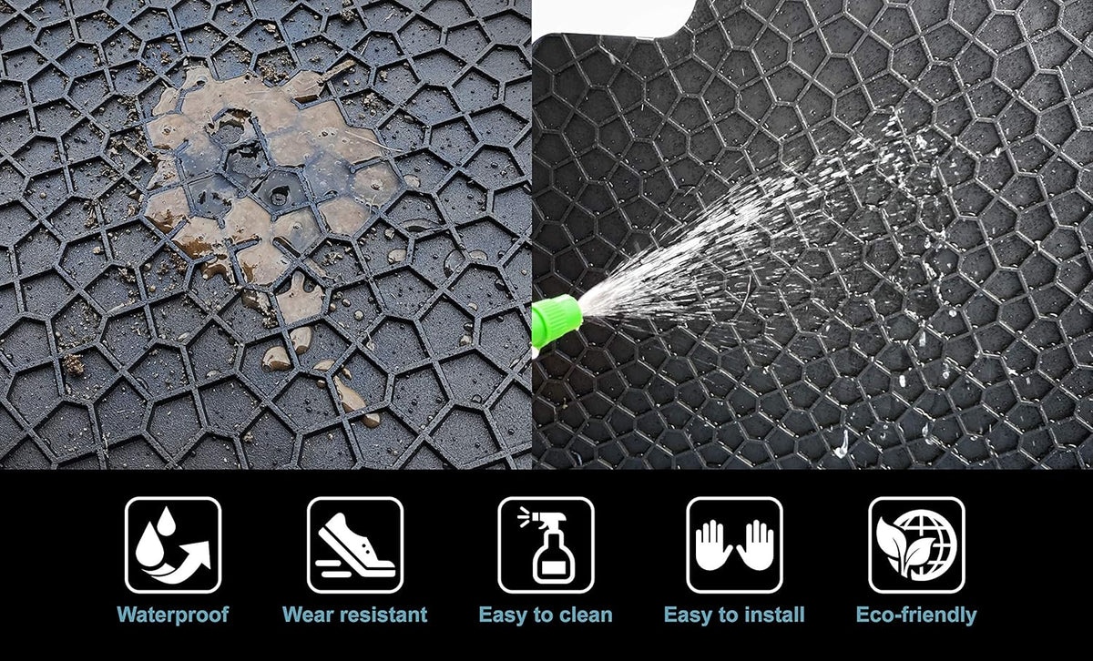 Black Rubber Heavy Duty Cargo Floor Mat for Tesla Model Y 5 Seater L333983