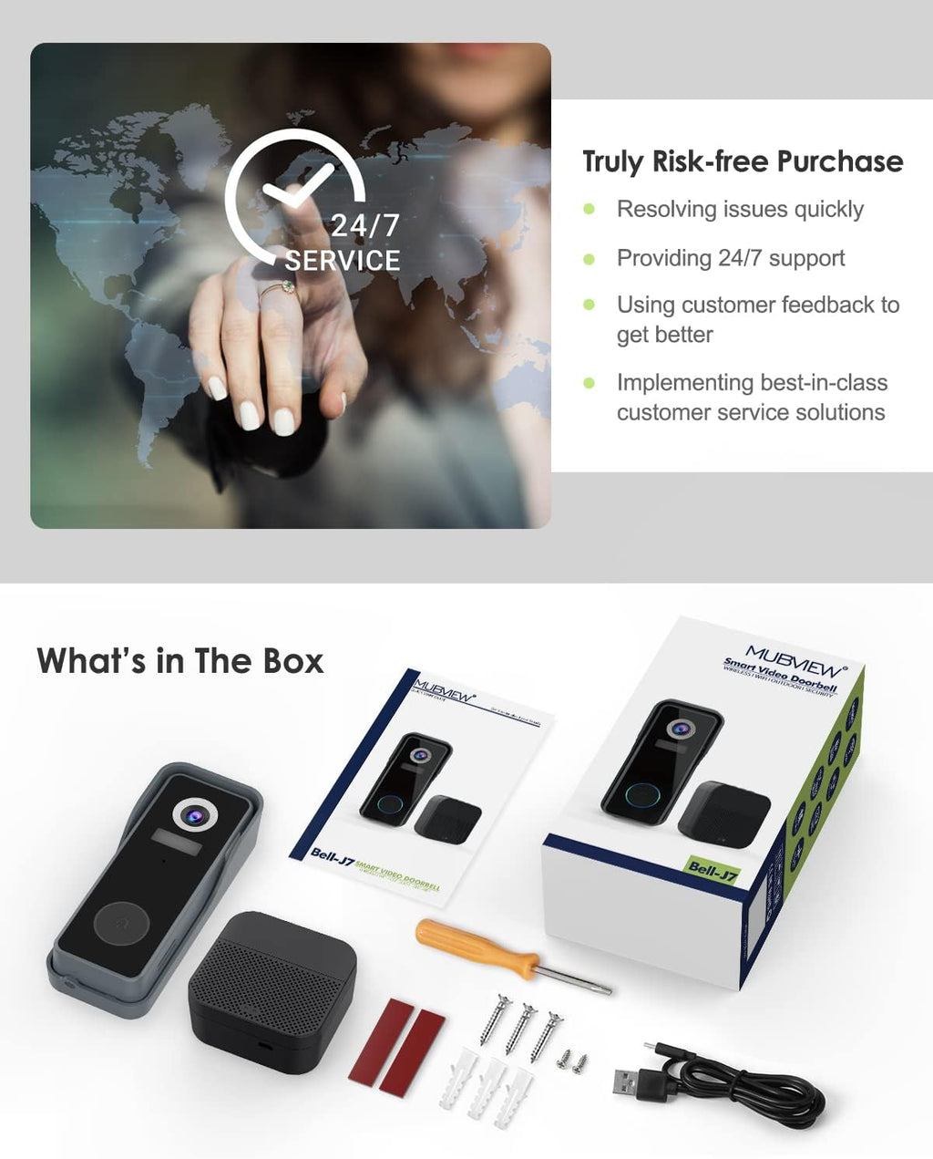 1080P HD WiFi Video Doorbell Camera with Chime D752037